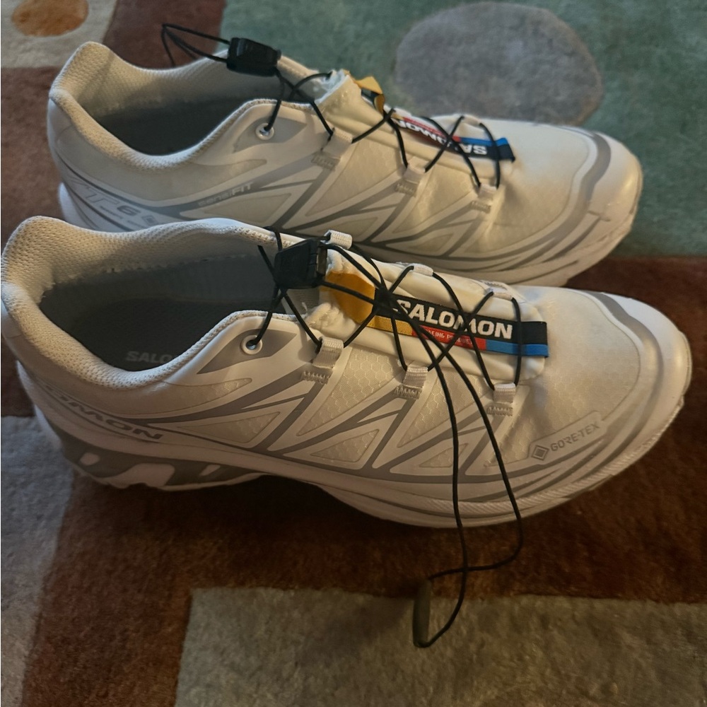 Salomon White and Gray Trail Running Shoes